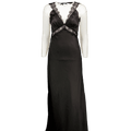 omnes Black Aurelia Lace Trim Satin Maxi Dress UK 8