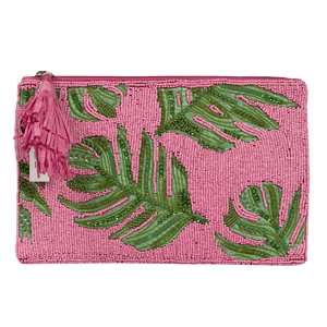 Accessorize Pink Beaded Pouch With Tassel One Size