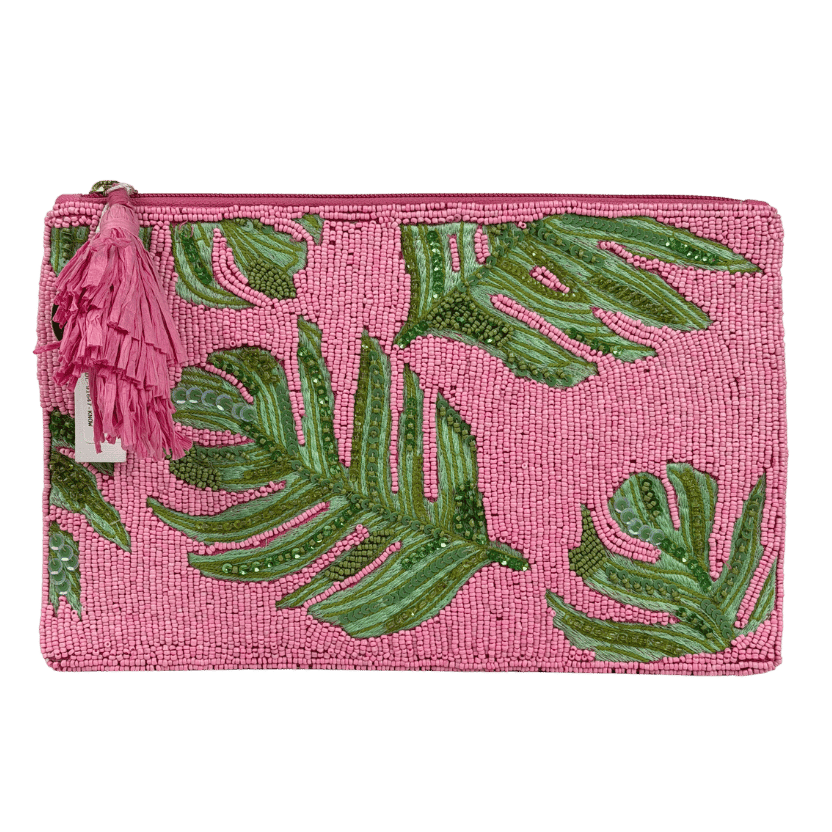 Accessorize Pink Beaded Pouch With Tassel One Size