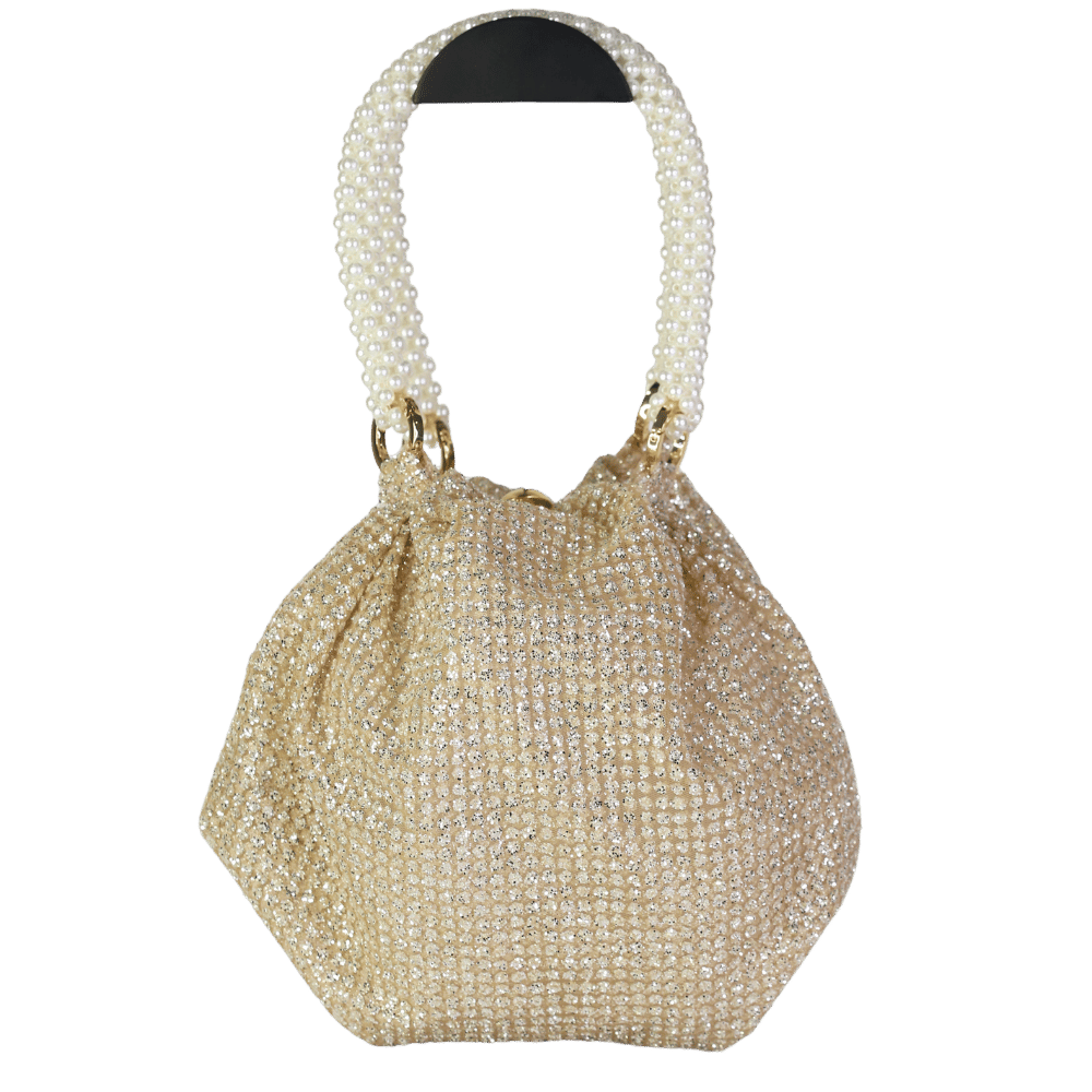 0711 Metallic Shy Glitter Satin Pouch Bag