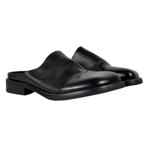 Y.S.H Black Leather Round Toe Mule UK 8 EU 42 👞