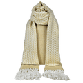VALENTINO Cream /gold Monogram Lurex Jacquard Fringed Scarf