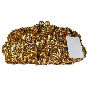 ZARA Metallic Sequin Clutch Bag UK M