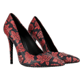 EMANUEL UNGARO Pink And Black Floral Print Pointed-toe Stiletto Shooes UK 7 EU 40