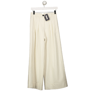 ME + EM Ivory / Black Double Pleat Trouser Italian Wool Blend - Short Length UK 4