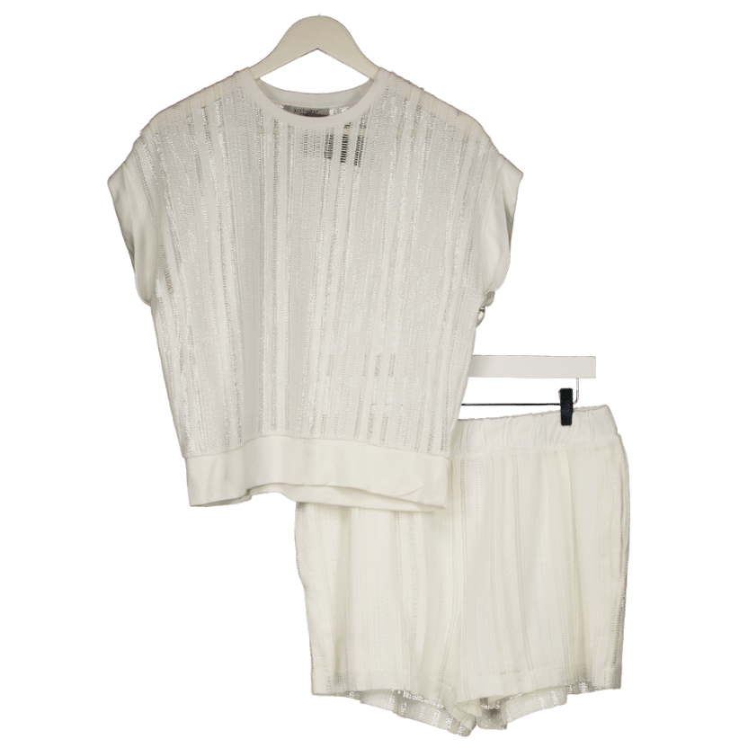 AllSaints White Giana Crochet Tank And Shorts Set UK M