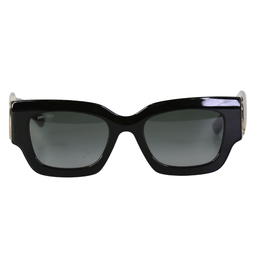 Jimmy Choo Nena/s 807 9o 51 Black / Gold Logo Arm Sunglasses In Case