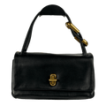MARC JACOBS Black Leather / Antique Gold The Mini Dual Top Handle Bag