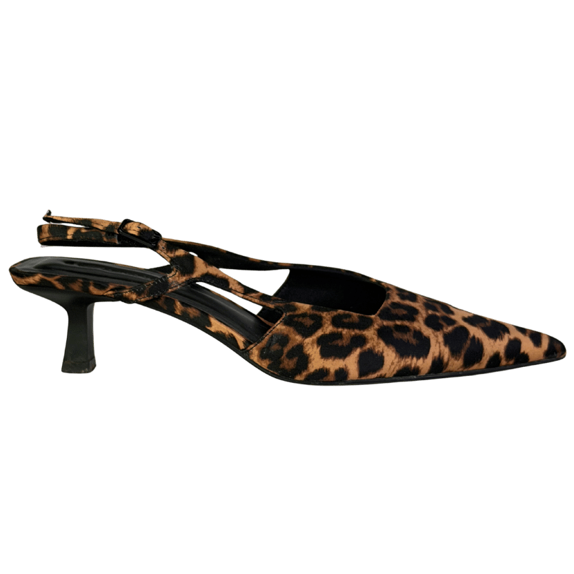 Stradivarius Brown Slingback Heeled Court Shoe In Leopard Print UK 5 EU 38 👠