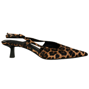 Stradivarius Brown Slingback Heeled Court Shoe In Leopard Print UK 5 EU 38