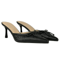 REALM Black The Courts Noir Leather Ruched Kitten Heel Mules UK 6 EU 39 👠