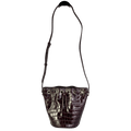 TALBOTS Brown Croc Embossed Leather Bucket Bag One Size