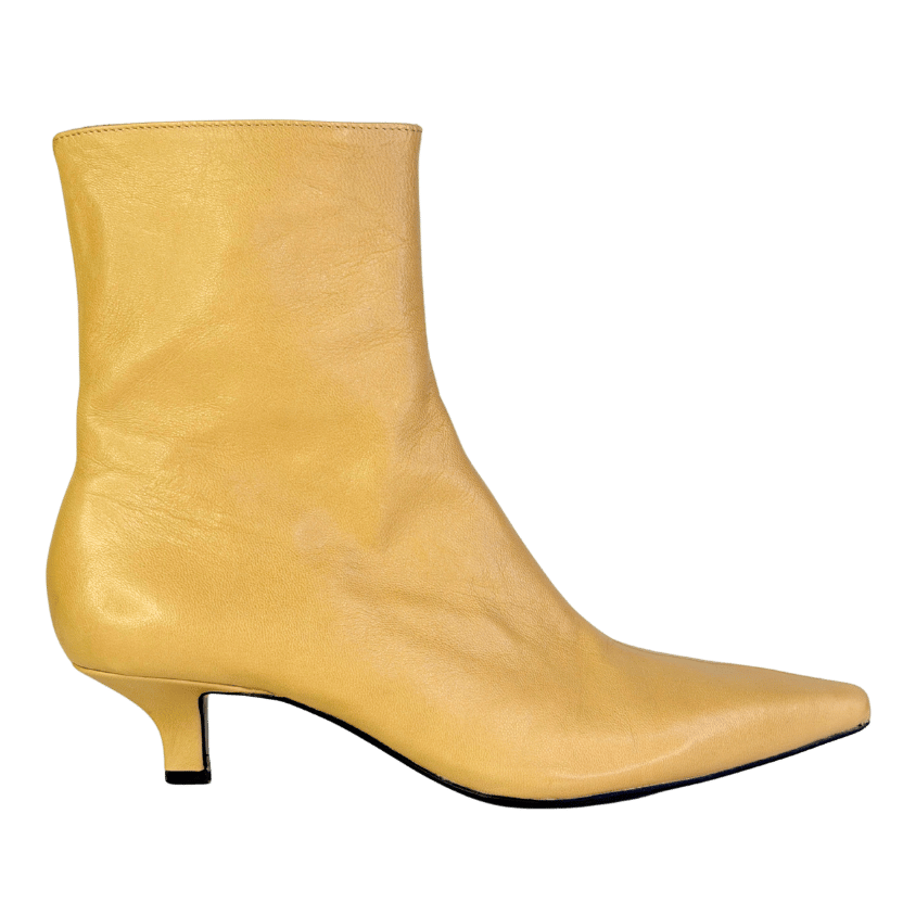 ZARA Beige Leather Heeled Ankle Boots UK 6 EU 39 👠