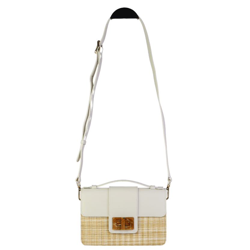 LK Bennett Roxy Cream Leather And Raffia Shoulder Bag One Size
