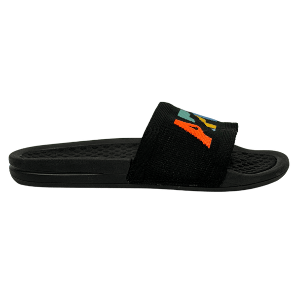 APL Black Rainbow Big Logo Techloom Slide Sandals UK 4.5 EU 37.5