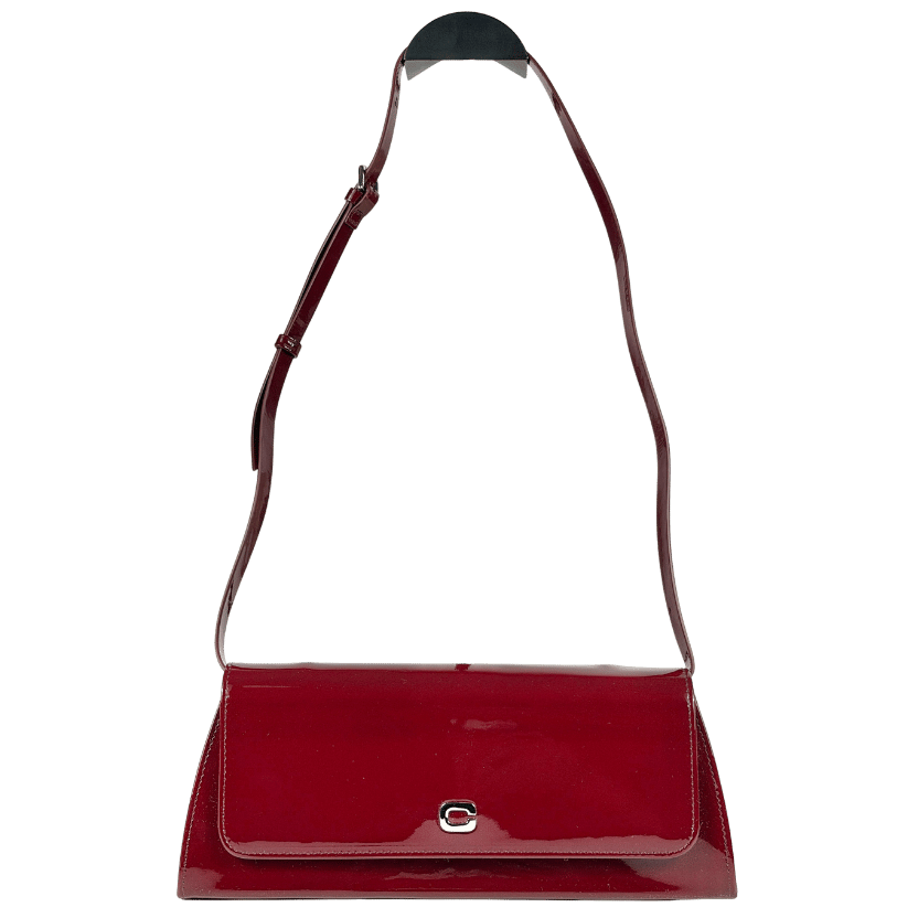 CAREL PARIS Madeleine  Burgundy Patent Leather Shoulder Bag