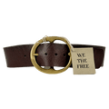 FREE PEOPLE We The Free Dark Brown / Brass Brando Leather Hip Belt UK S/M
