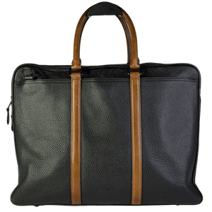 Coach Black / Tan Leather Harness Metropolitan Slim Briefcase / Laptop Bag