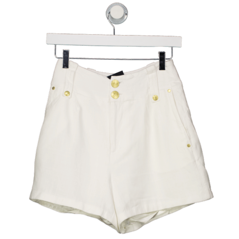 Holland Cooper White Linen Blend Tailored Shorts UK 6