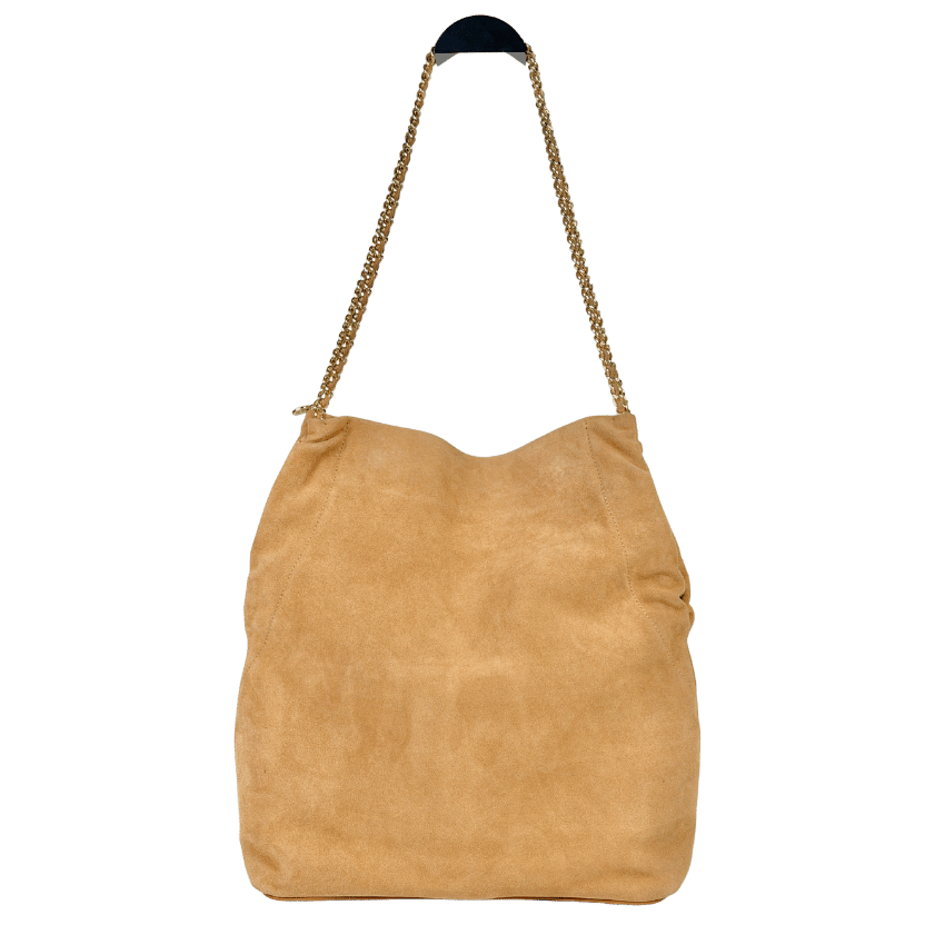 TALBOTS Beige Buttery Soft Suede Chain Tote Bag One Size