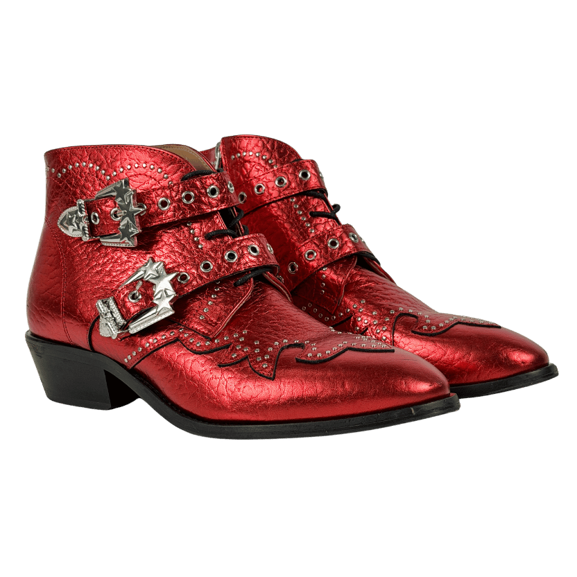 air and grace Red Starlight Leather Ankle Boots UK 9 EU 42