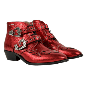 AIR & GRACE Boots - Red Starlight Leather Ankle UK 9 EU 42