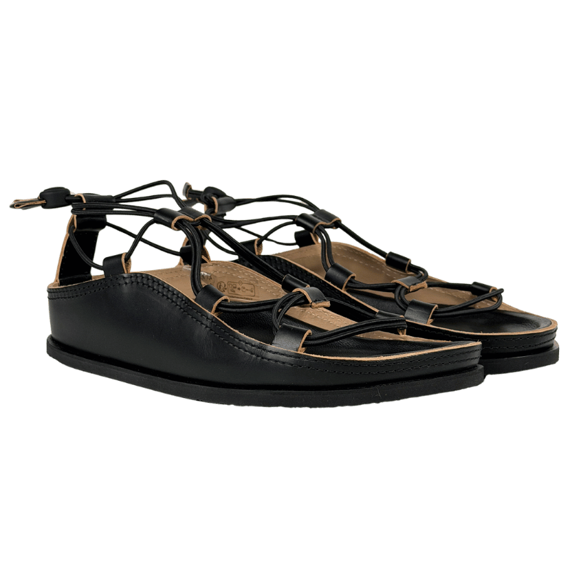 LEMAIRE Black Leather Spartan Almond Toe Footbed Sandals UK 8 EU 41 👠