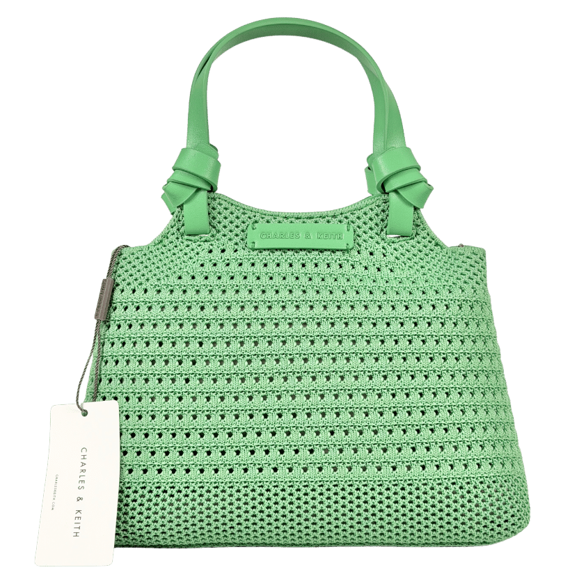 CHARLES & KEITH Green Mini Ida Knitted Tote Bag One Size