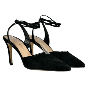 Russell & Bromley Black Tie Leg Suede High Heel shoes UK 7 EU 40