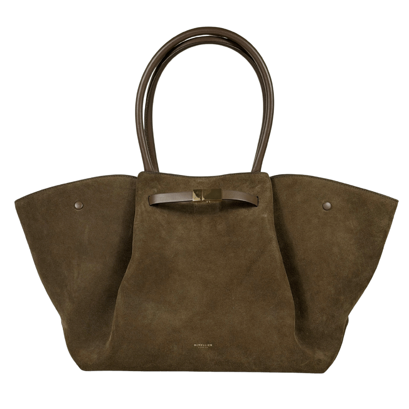 DEMELLIER LONDON Dark Khaki Large New York Suede Tote Bag