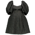 SIMONE ROCHA Black Jacquard Puff Sleeve Embellished Cloque Mini Dress UK 6