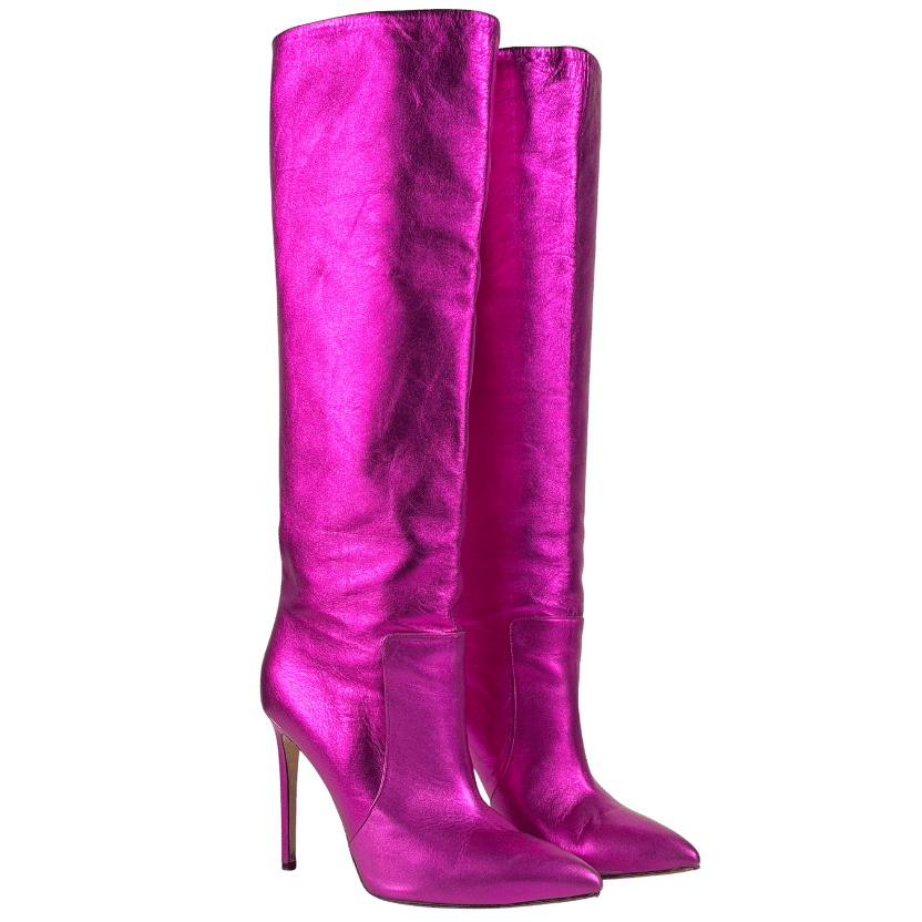 PARIS TEXAS Pink Leather Calf-length Stiletto Boots UK 8 EU 41