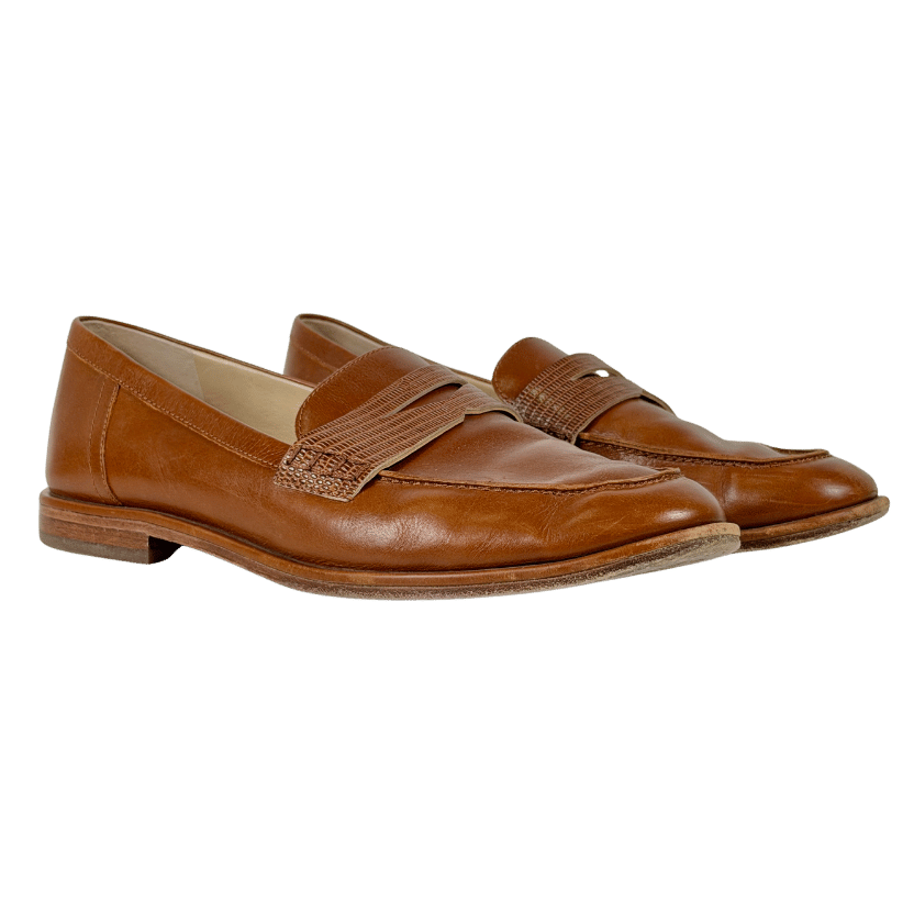 J.Mclaughlin Brown Concetta Leather Loafers UK 8 EU 41