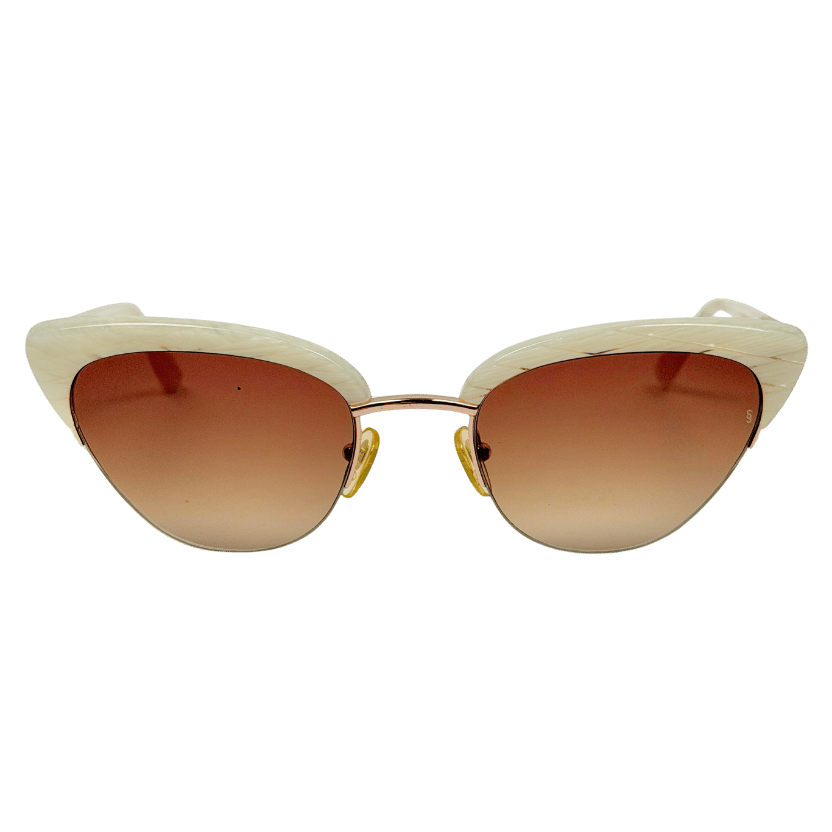 SUNDAY SOMEWHERE Cream & Gold Cat Eye Sunglasses