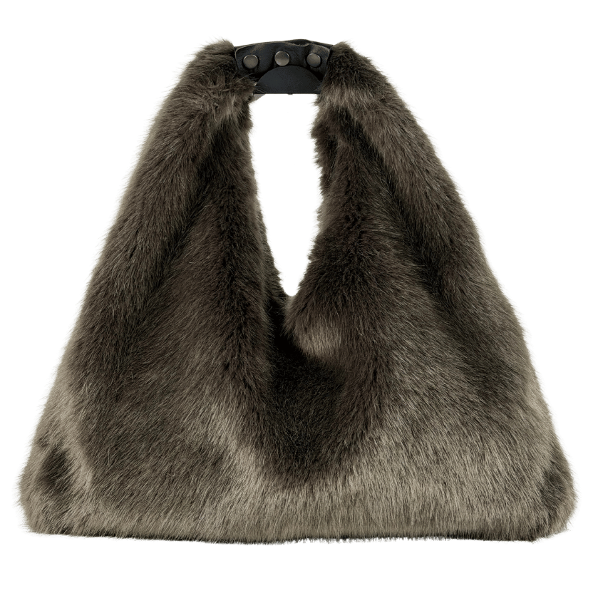 HELEN MOORE Brown Luxury Faux Fur And Leather Triangle Bag One Size