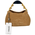 REISS Tan Brown Peony Suede Chain Grab Bag e