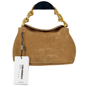 REISS Tan Brown Peony Suede Chain Grab Bag e