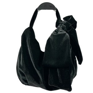MINT VELVET Black Velvet Bow Mini Top Handle Bag