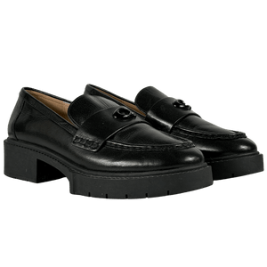 COACH Leah Leather C Logo Loafers - Black UK 6.5 EU 39.5