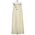 COMMENSE Cream Asymmetric Button Mid-waist Wide-leg Pants UK XS