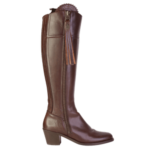 Fairfax & Favor Brown Regina Mahogany Leather Heeled Knee-high Boots UK 4 EU 37