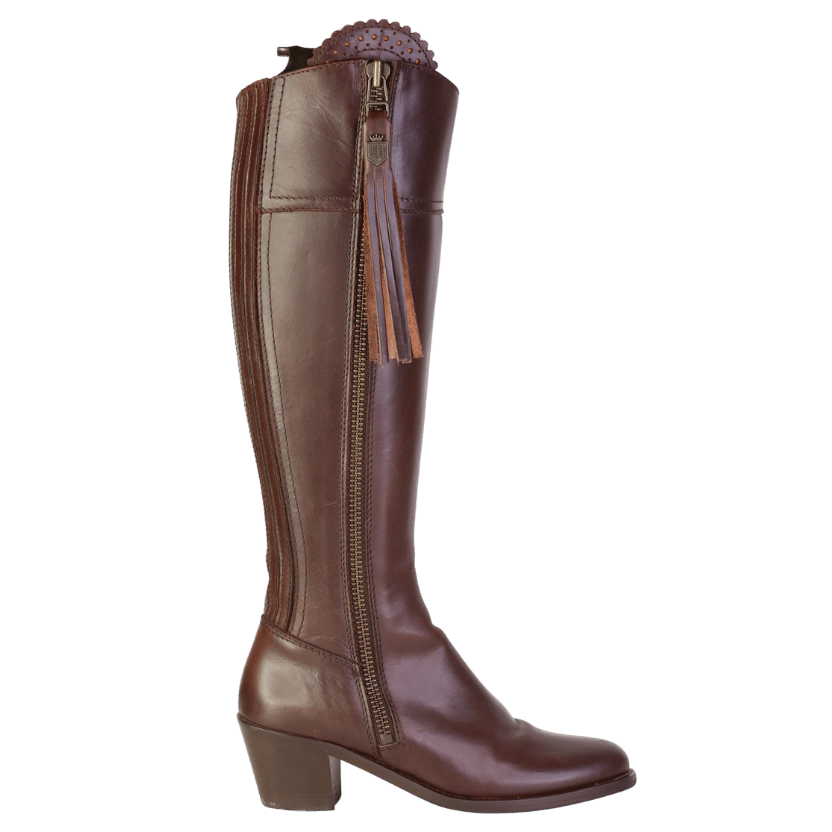 Fairfax & Favor Brown Regina Mahogany Leather Heeled Knee-high Boots UK 4 EU 37 👠