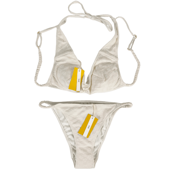 YSE 2-piece Cream Douceur Azur Triangle Bra & Bikini Brief Set UK 8