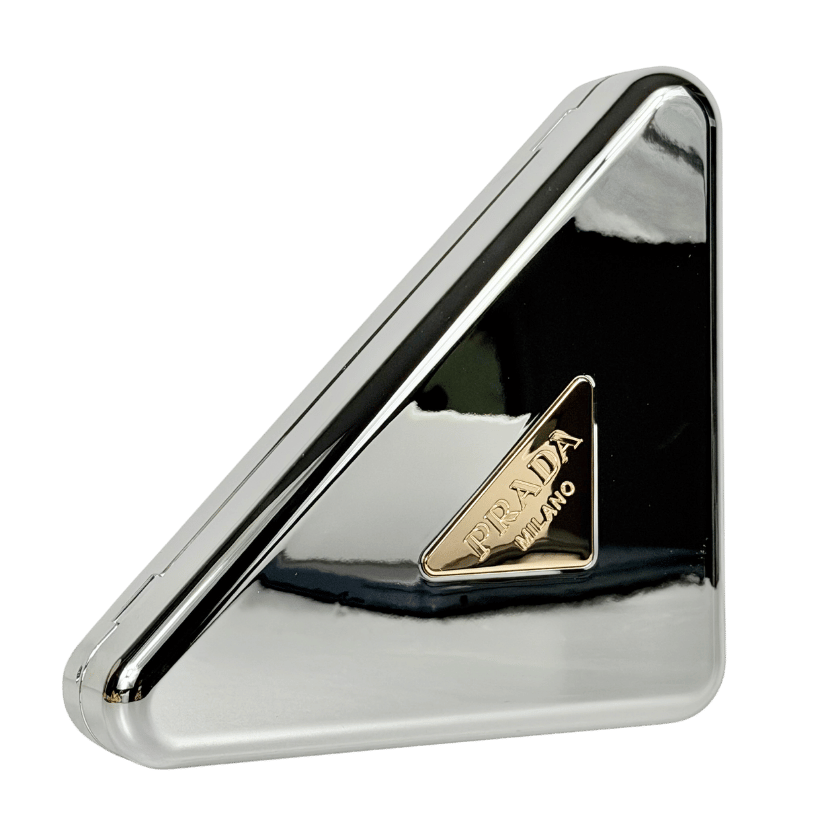 PRADA Triangle Logo Silver Beauty Clutch Bag
