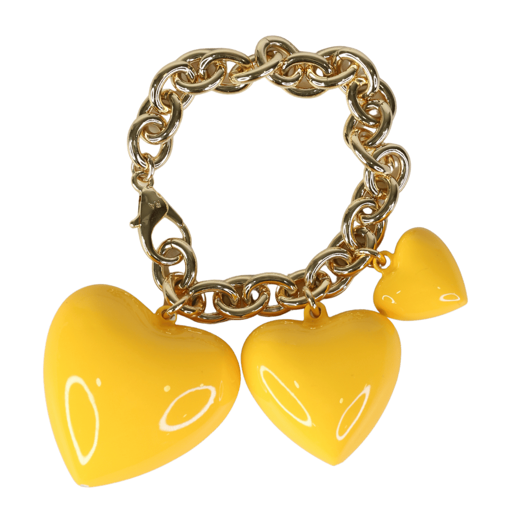 Roxanne Assoulin Yellow Gold Triple Puffy Heart Bracelet