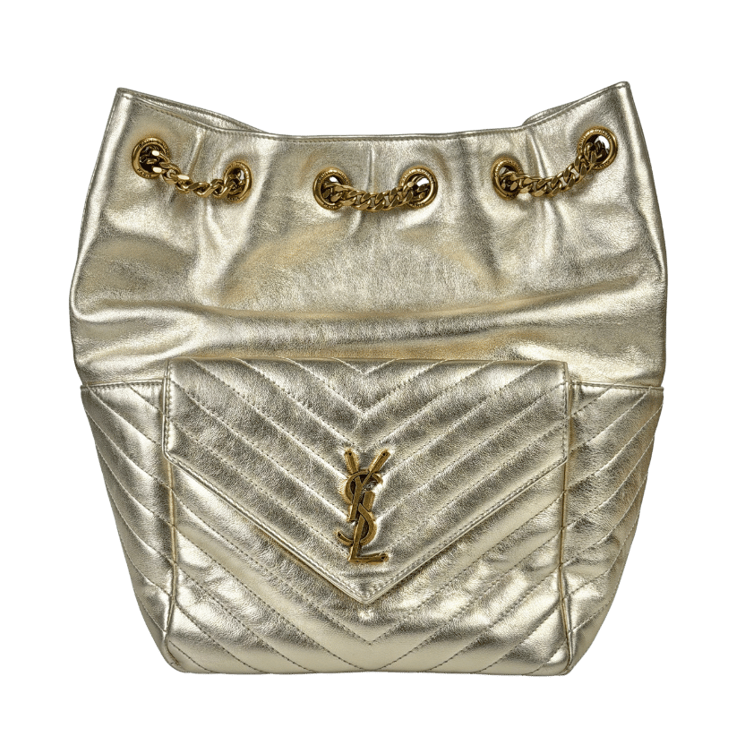 SAINT  LAURENT Metallic Gold Matelasse Lambskin Monogram Joe Backpack