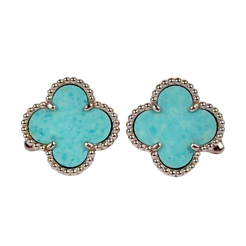 Van Cleef & Arpels Blue Vintage Alhambra Earrings - Turquoise & 18k White Gold 750 JE668174 One Size