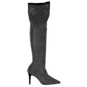 Dune White Sparkly - Black Embellished Knee High Boots UK 5 EU 38