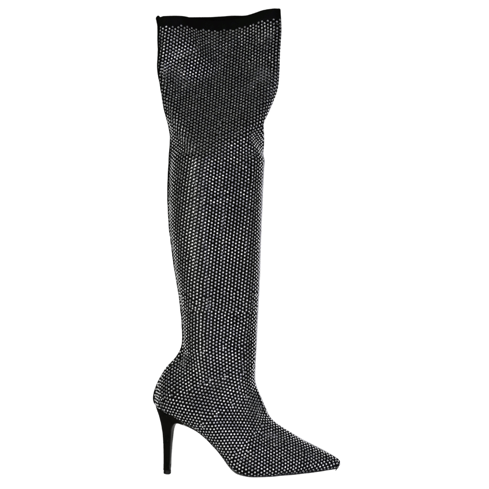 Dune White Sparkly - Black Embellished Knee High Boots UK 5 EU 38 👠