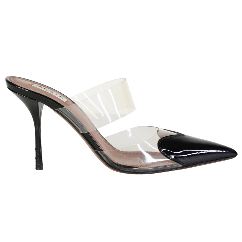 ALAIA Black Patent Leather Le Coeur Mules 90 Heart Mules UK 7 EU 40 👠